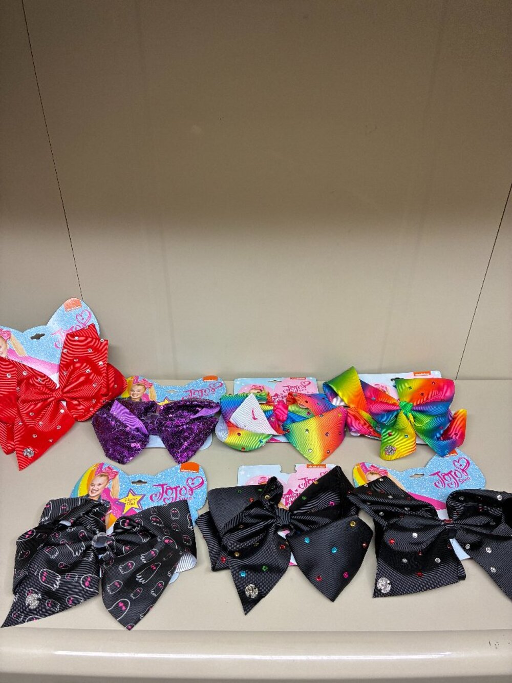 JoJo Siwa Hair Bow Lot of 7 Large Signature Rainbow Black Rhinestone Sequin